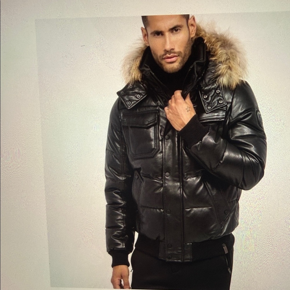 RUDSAK Men's Black Fur-Trimmed Jacket